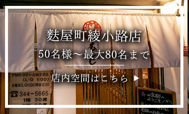 麩屋町綾小路店の店内空間